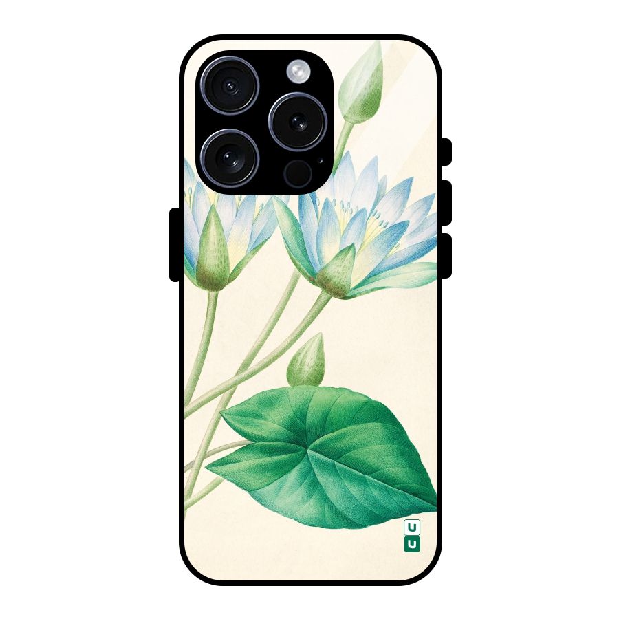 Blue Lotus Glass Back Case for iPhone 15 Pro