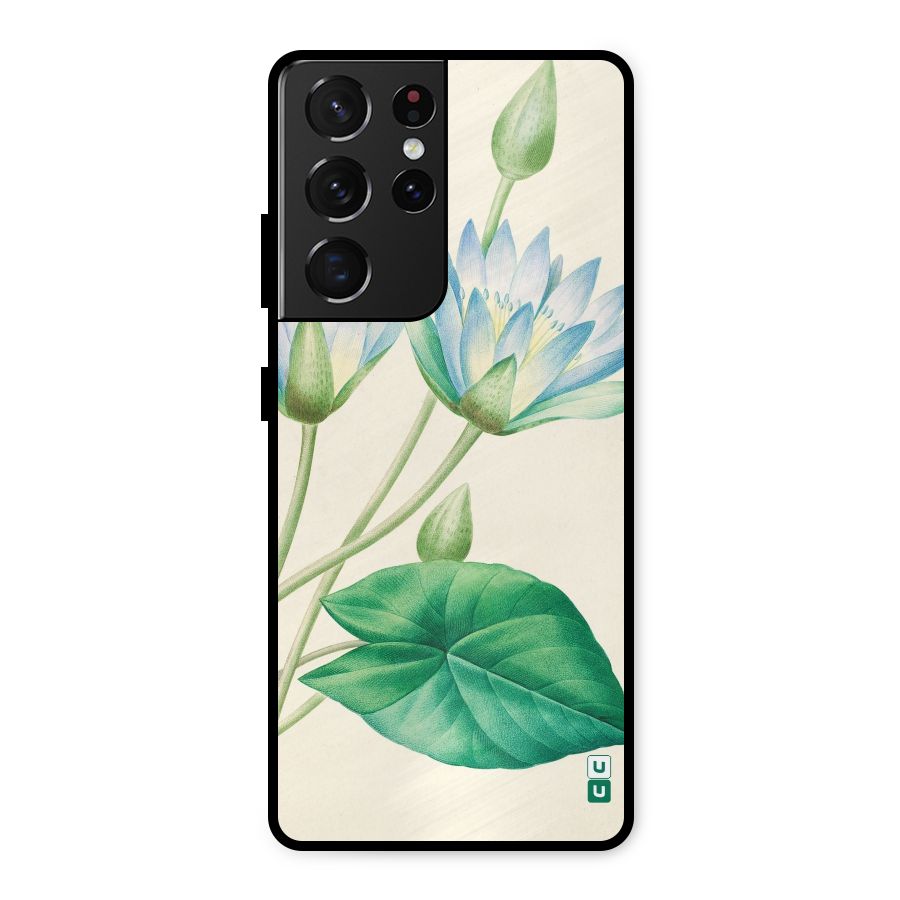 Blue Lotus Metal Back Case for Galaxy S21 Ultra 5G