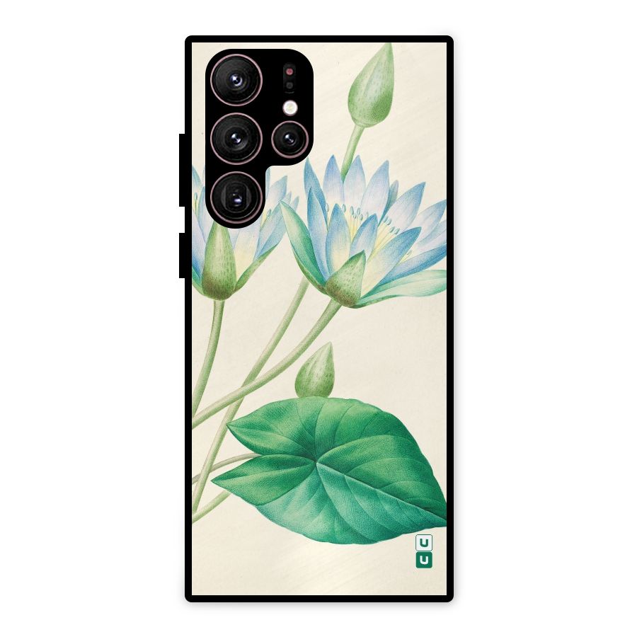 Blue Lotus Metal Back Case for Galaxy S22 Ultra 5G