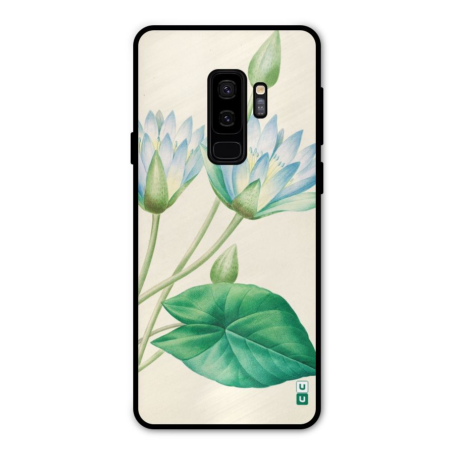Blue Lotus Metal Back Case for Galaxy S9 Plus