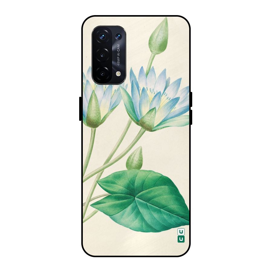 Blue Lotus Metal Back Case for Oppo A74 5G