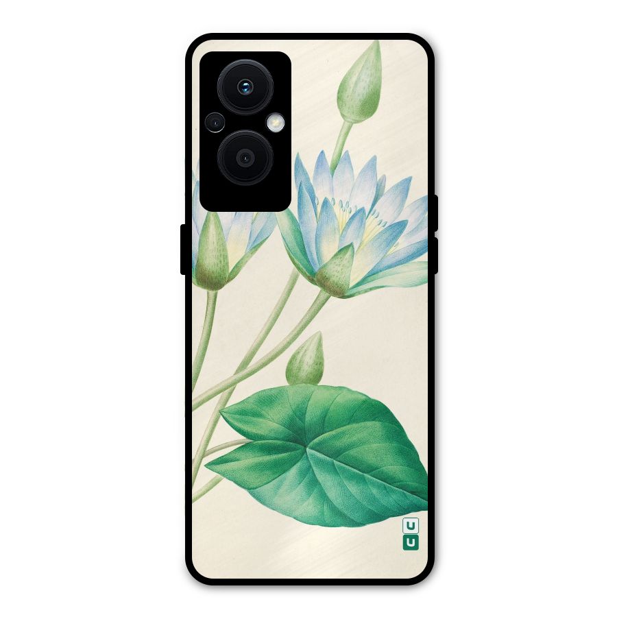 Blue Lotus Metal Back Case for Oppo F21 Pro 5G