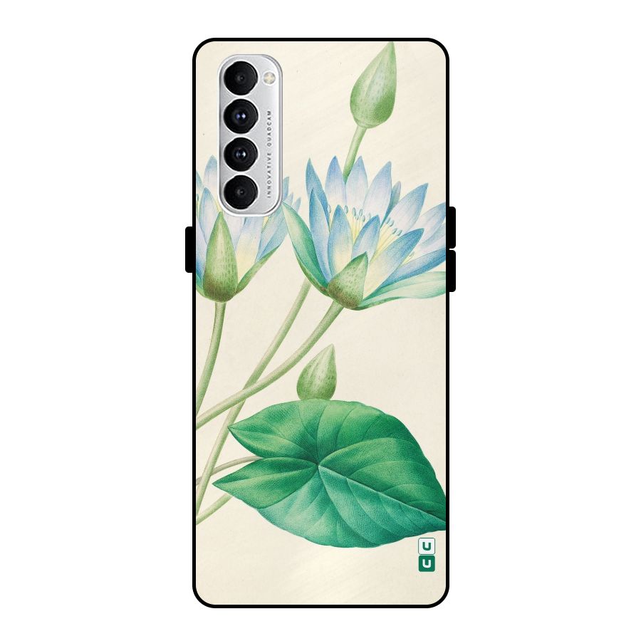 Blue Lotus Metal Back Case for Oppo Reno4 Pro
