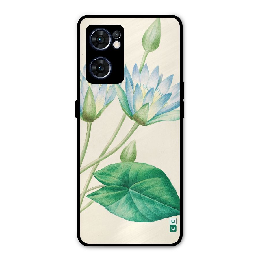 Blue Lotus Metal Back Case for Oppo Reno7 5G