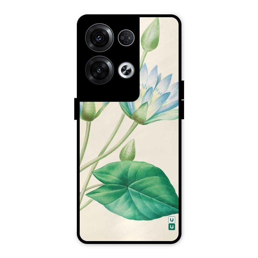 Blue Lotus Metal Back Case for Oppo Reno8 Pro 5G