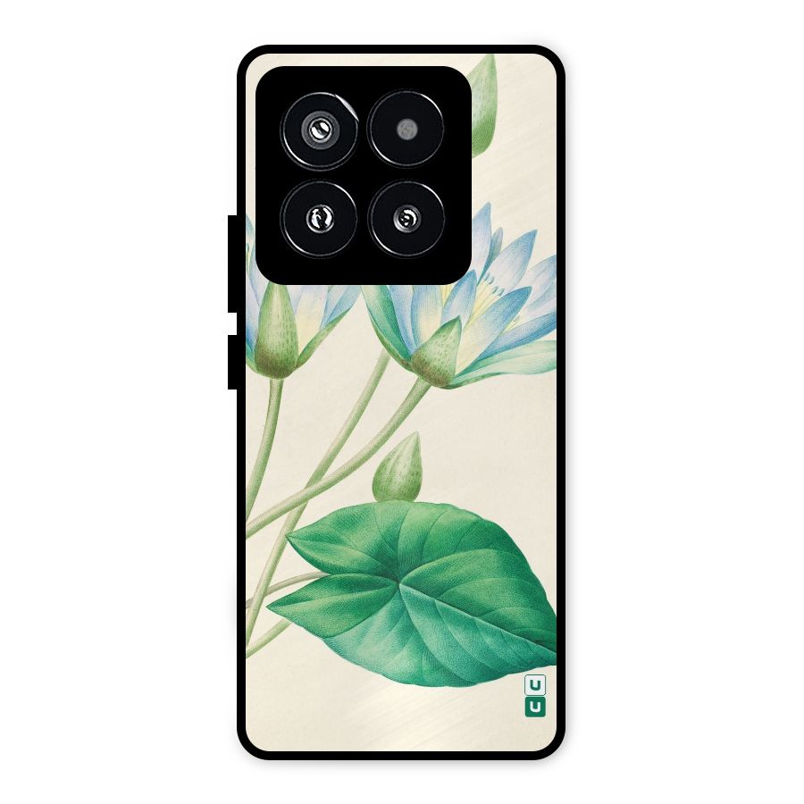 Blue Lotus Metal Back Case for Xiaomi 14 Pro