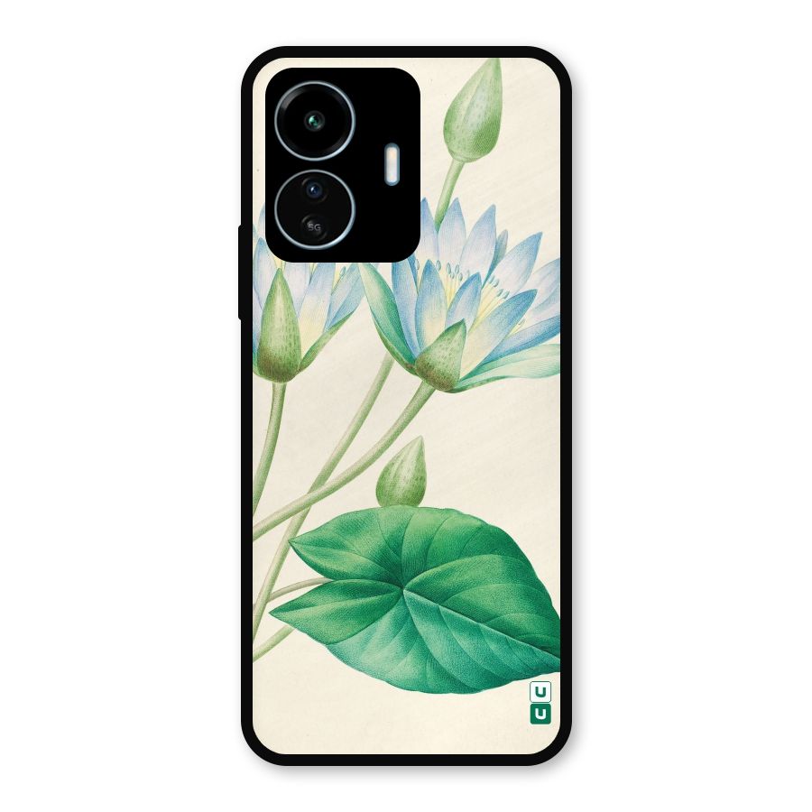 Blue Lotus Metal Back Case for vivo iQOO Z6 Lite 5G
