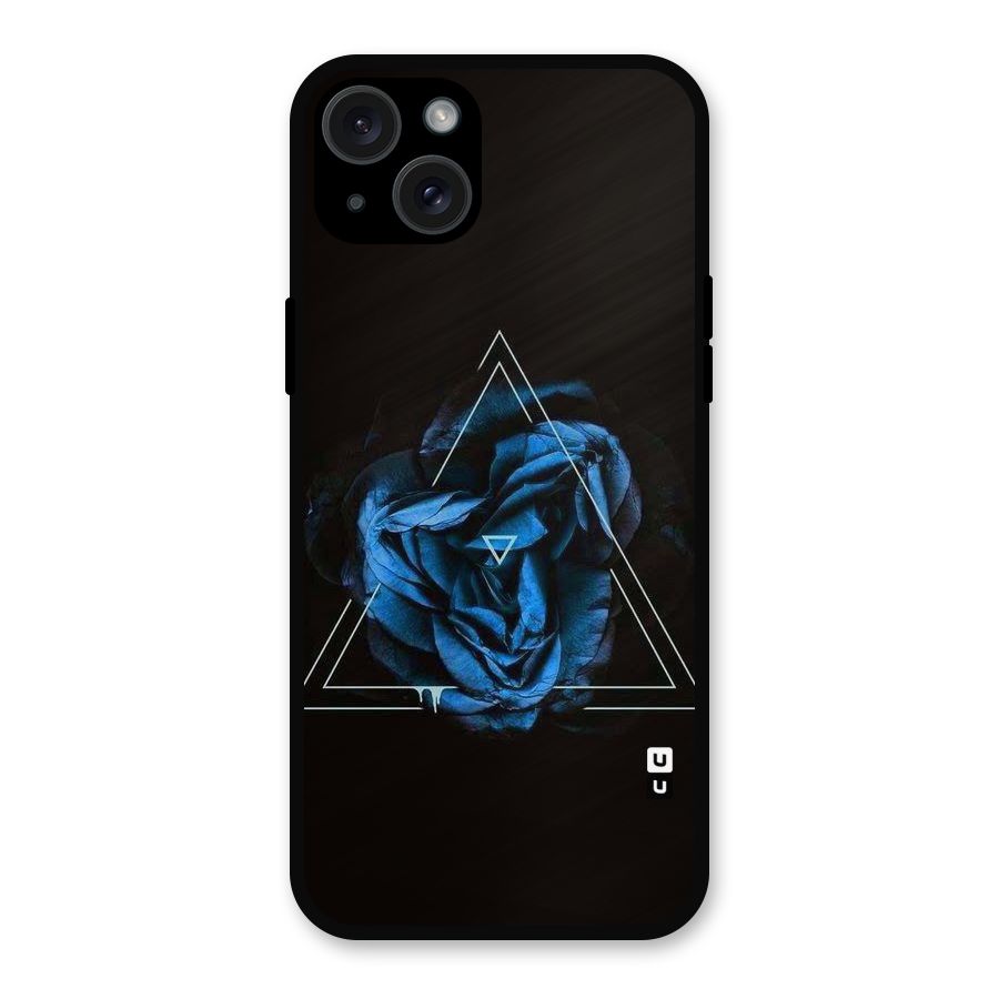 Blue Magic Triangle Metal Back Case for iPhone 15 Plus