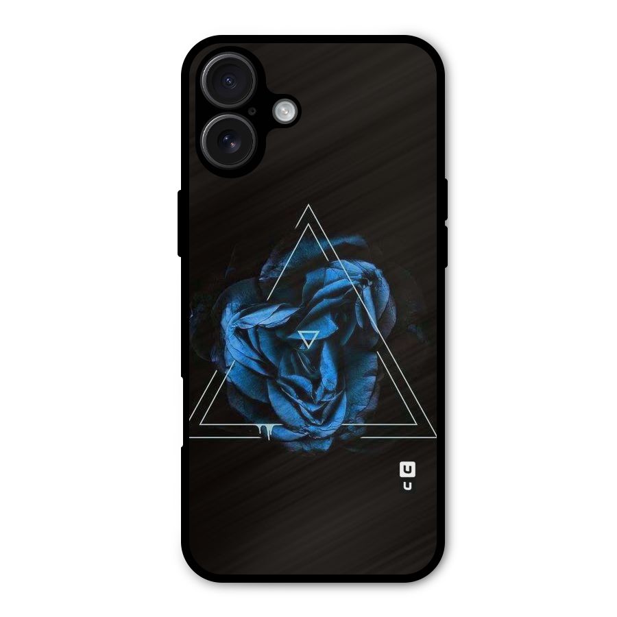 Blue Magic Triangle Metal Back Case for iPhone 16 Plus