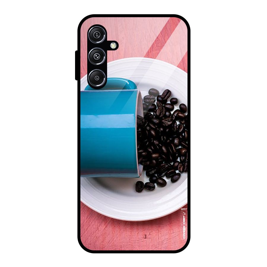 Blue Mug And Beans Glass Back Case for Galaxy M34 5G