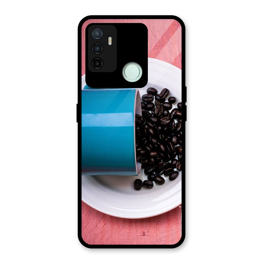 Blue Mug And Beans Glass Back Case for Oppo A53