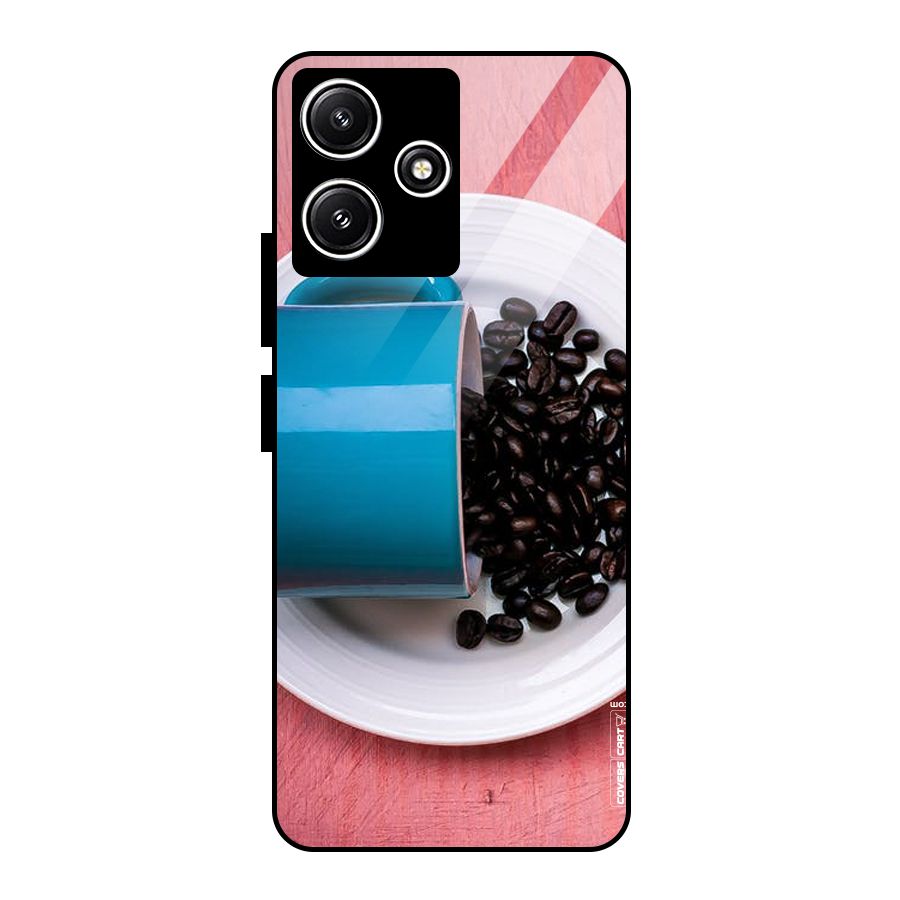 Blue Mug And Beans Glass Back Case for Redmi 12 5G