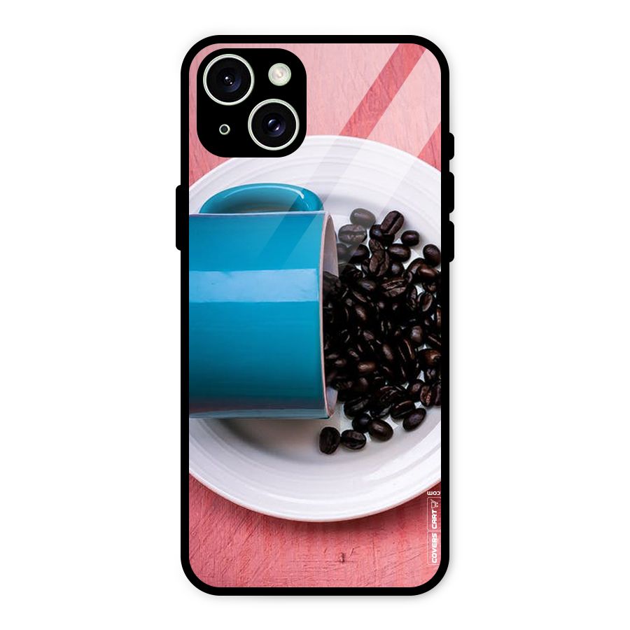 Blue Mug And Beans Glass Back Case for iPhone 15 Plus