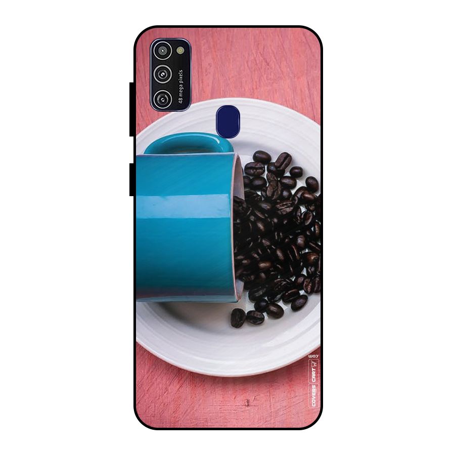 Blue Mug And Beans Metal Back Case for Galaxy M21