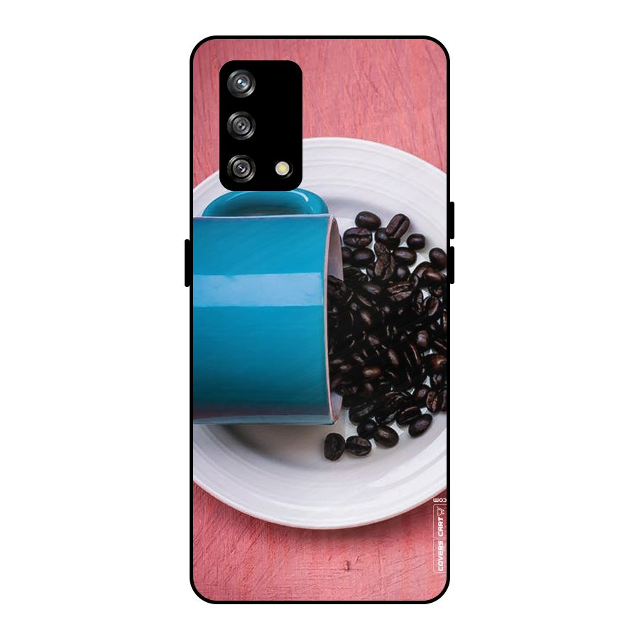 Blue Mug And Beans Metal Back Case for Oppo F19