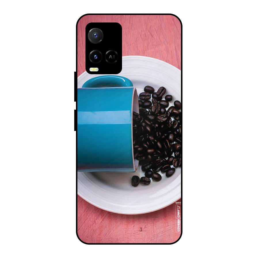 Blue Mug And Beans Metal Back Case for Vivo Y21A