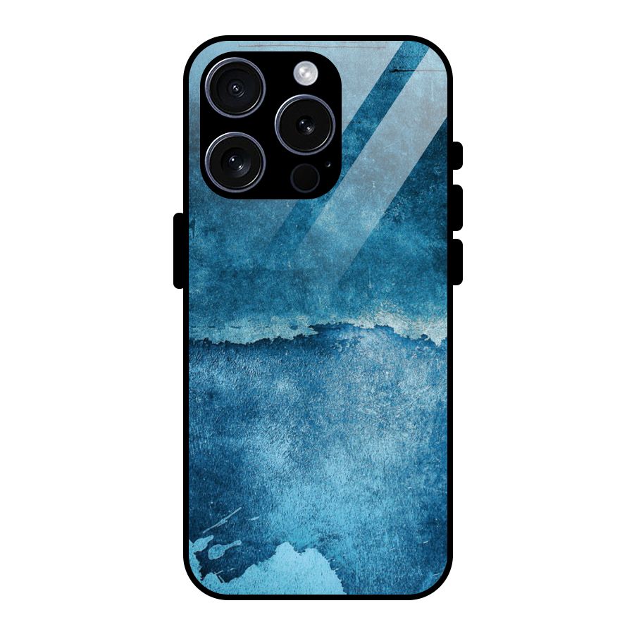 Blue Paint Wall Glass Back Case for iPhone 15 Pro
