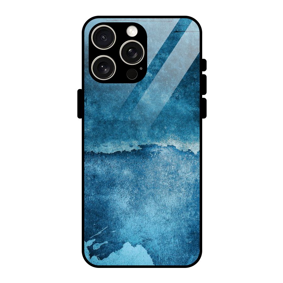 Blue Paint Wall Glass Back Case for iPhone 15 Pro Max