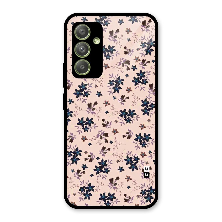 Blue Peach Floral Glass Back Case for Galaxy A54