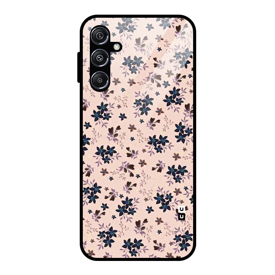 Blue Peach Floral Glass Back Case for Galaxy M34 5G