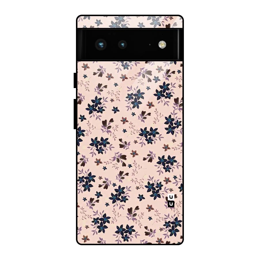 Blue Peach Floral Glass Back Case for Google Pixel 6