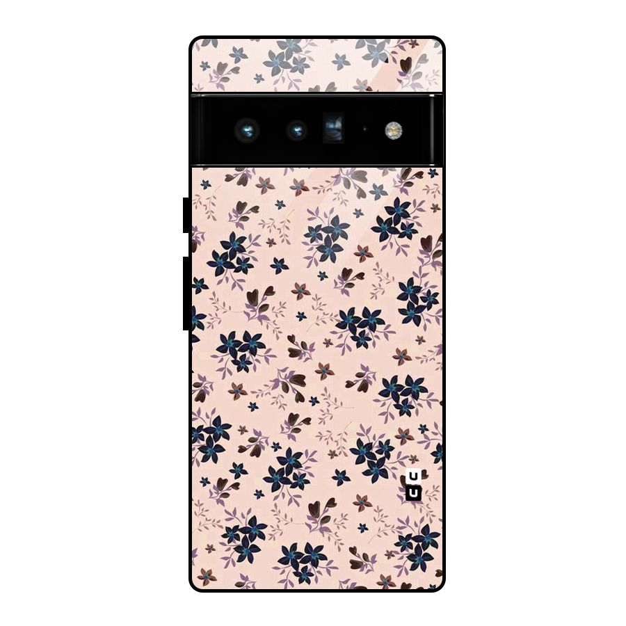 Blue Peach Floral Glass Back Case for Google Pixel 6 Pro