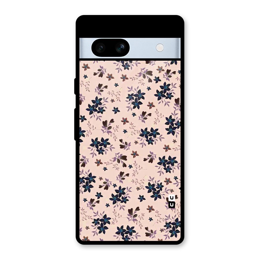 Blue Peach Floral Glass Back Case for Google Pixel 7a