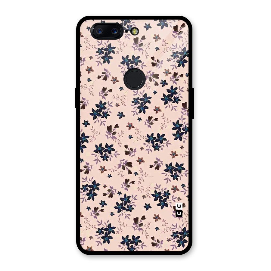 Blue Peach Floral Glass Back Case for OnePlus 5T