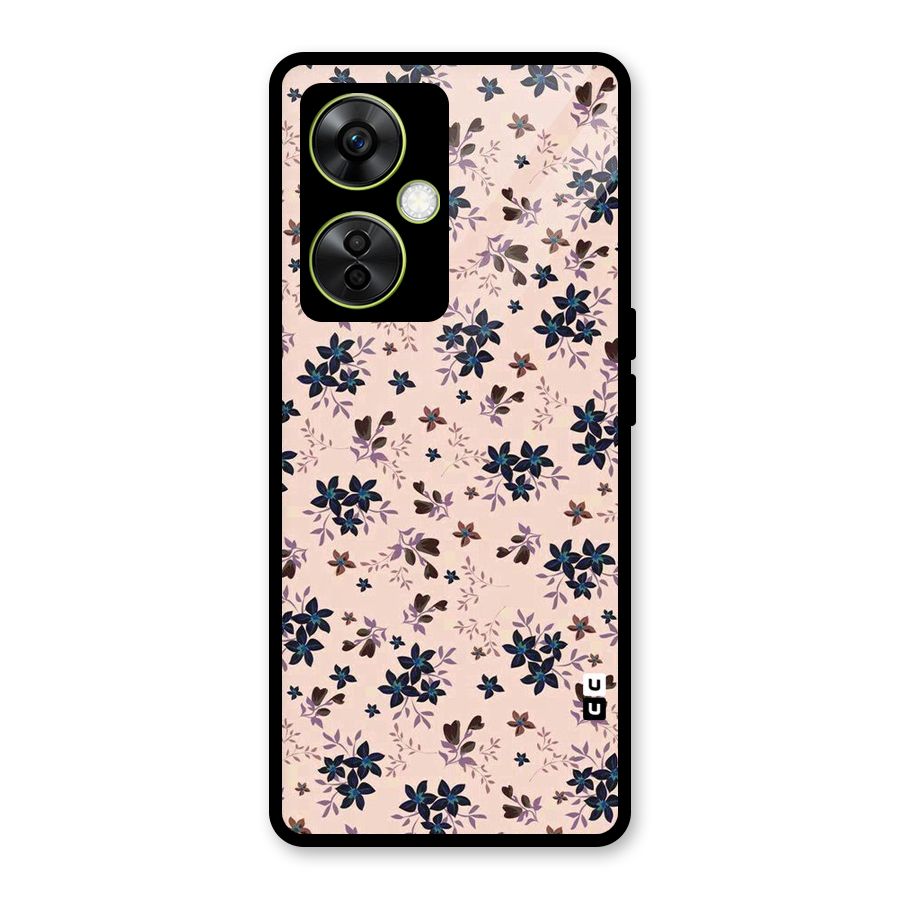 Blue Peach Floral Glass Back Case for OnePlus Nord CE 3 Lite