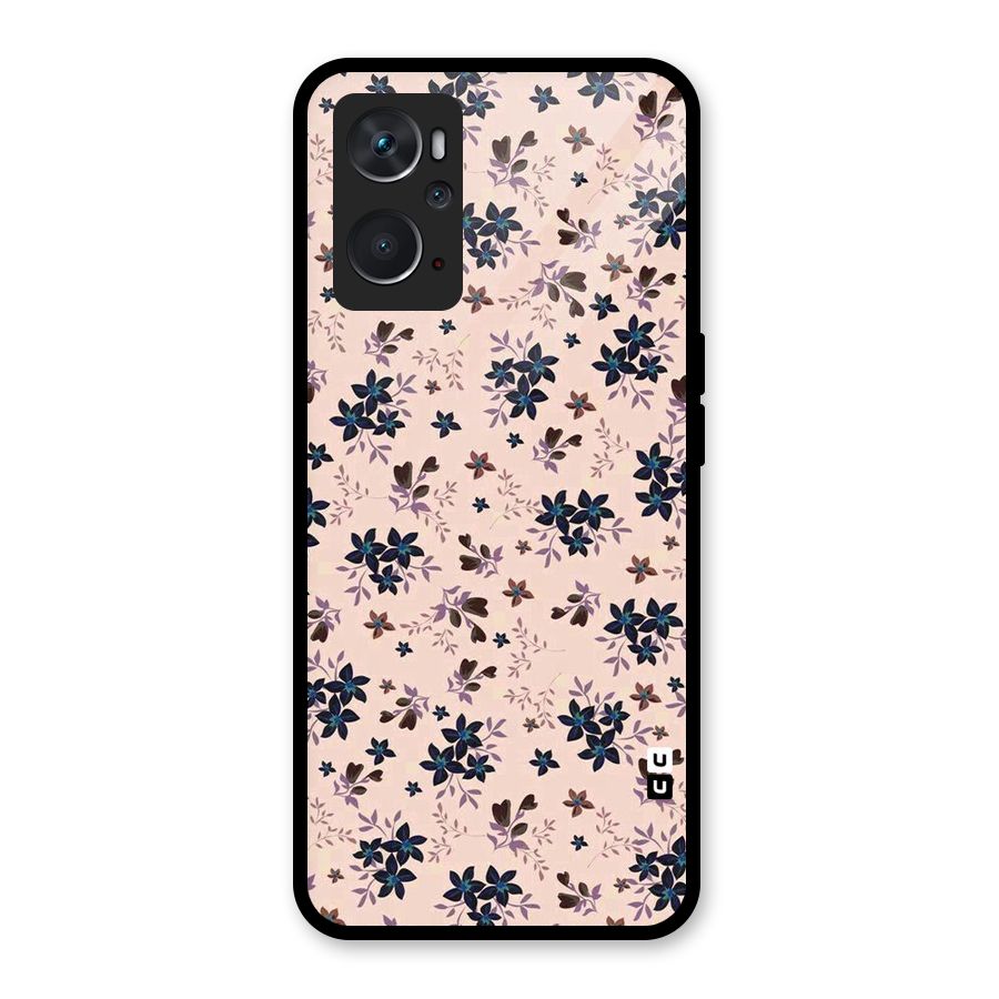 Blue Peach Floral Glass Back Case for Oppo K10 4G
