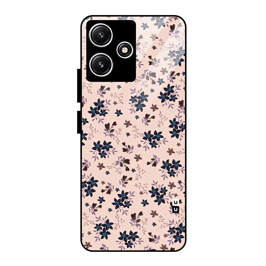 Blue Peach Floral Glass Back Case for Poco M6 Pro