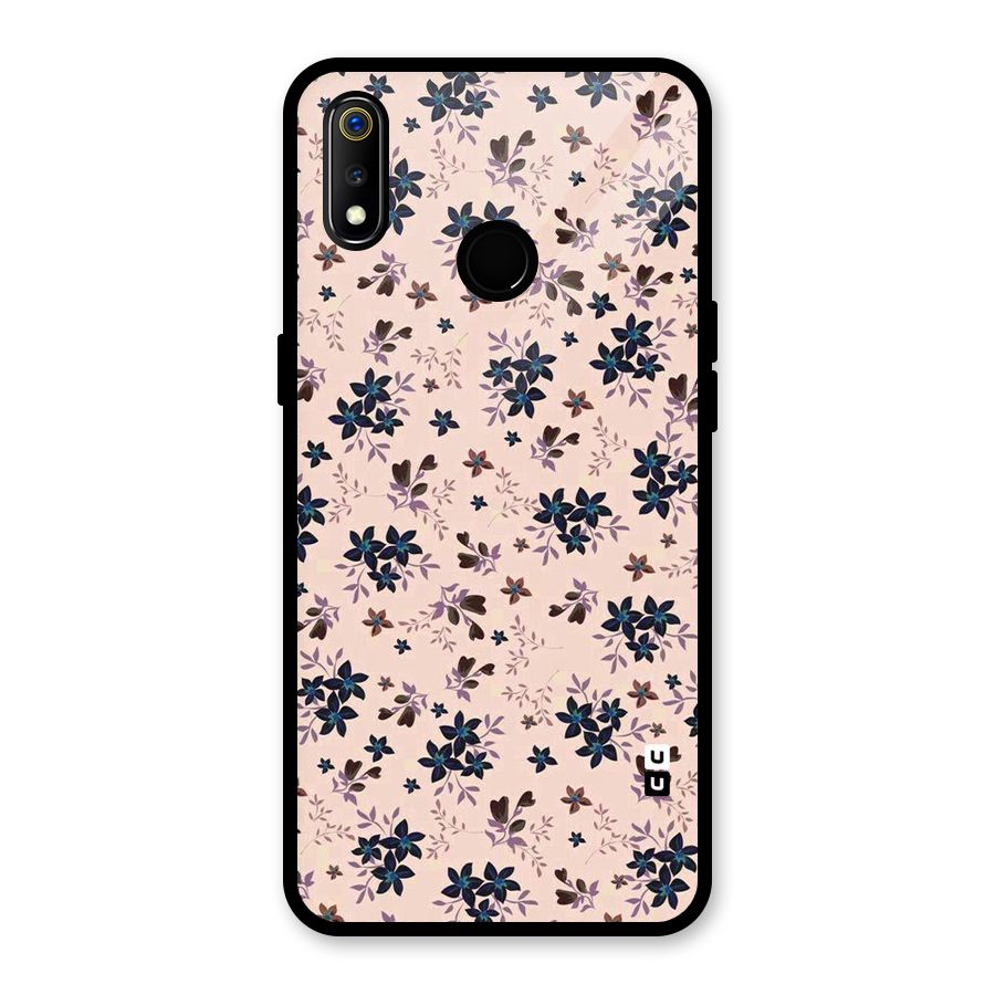 Blue Peach Floral Glass Back Case for Realme 3i