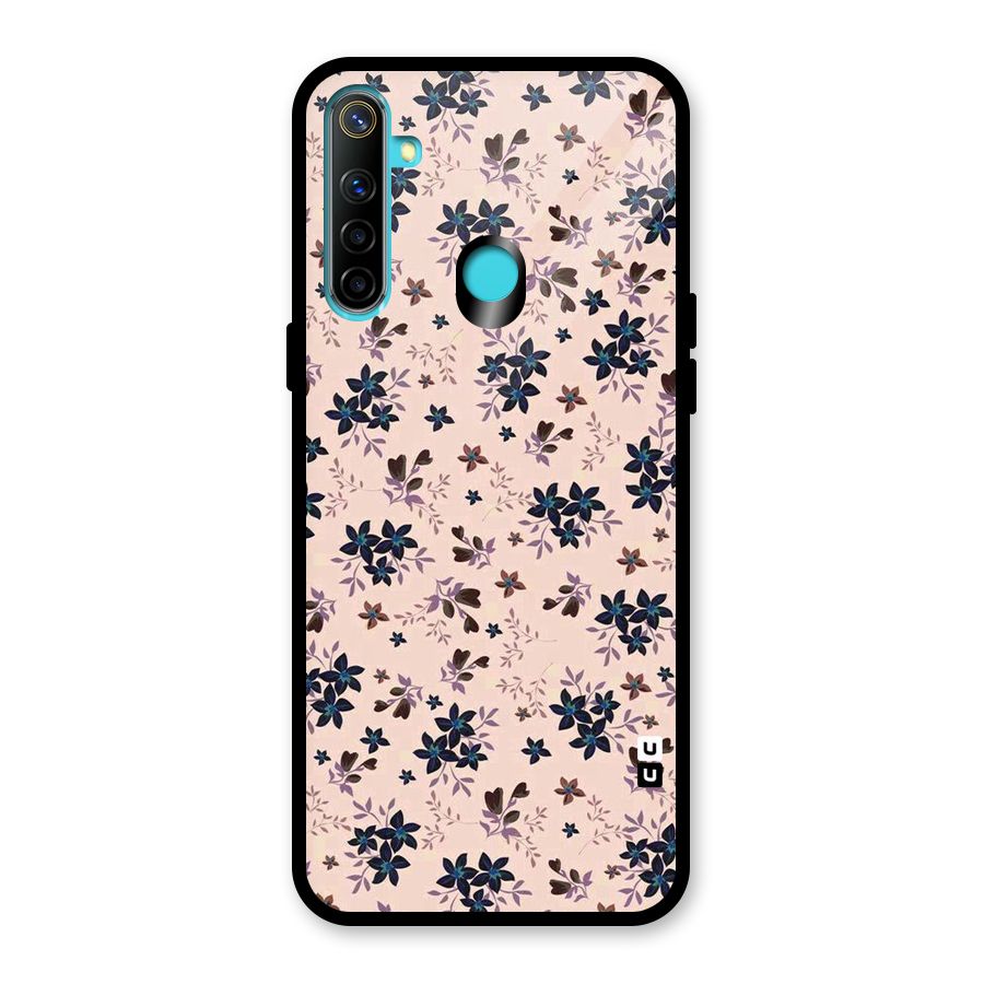 Blue Peach Floral Glass Back Case for Realme 5i