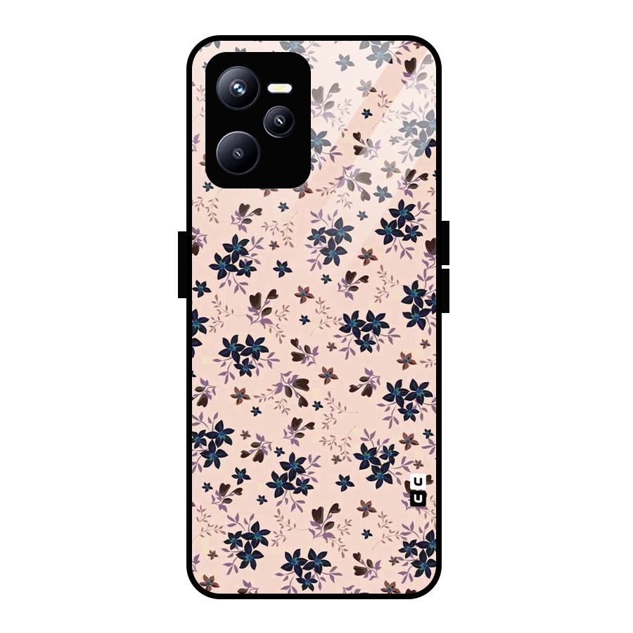 Blue Peach Floral Glass Back Case for Realme C35