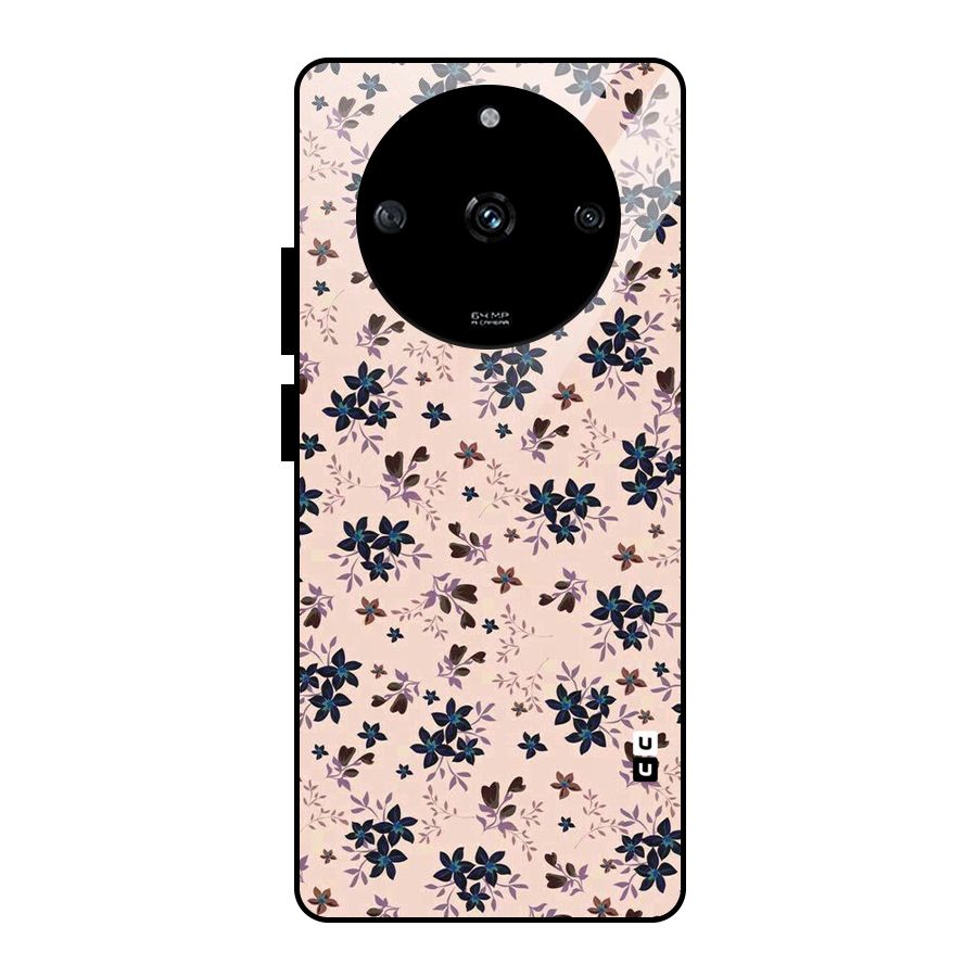 Blue Peach Floral Glass Back Case for Realme Narzo 60 5G