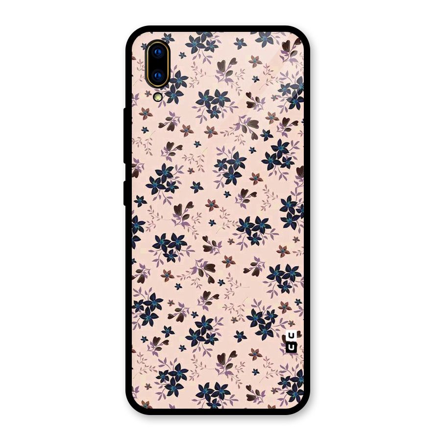 Blue Peach Floral Glass Back Case for Vivo V11 Pro