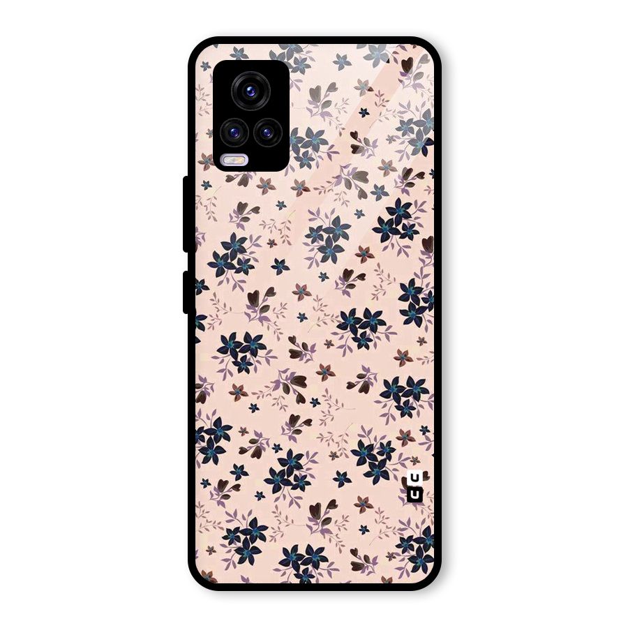 Blue Peach Floral Glass Back Case for Vivo V20 2021