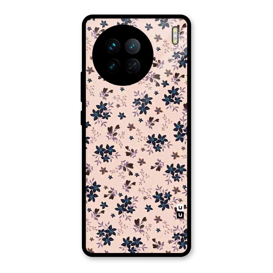 Blue Peach Floral Glass Back Case for Vivo X90