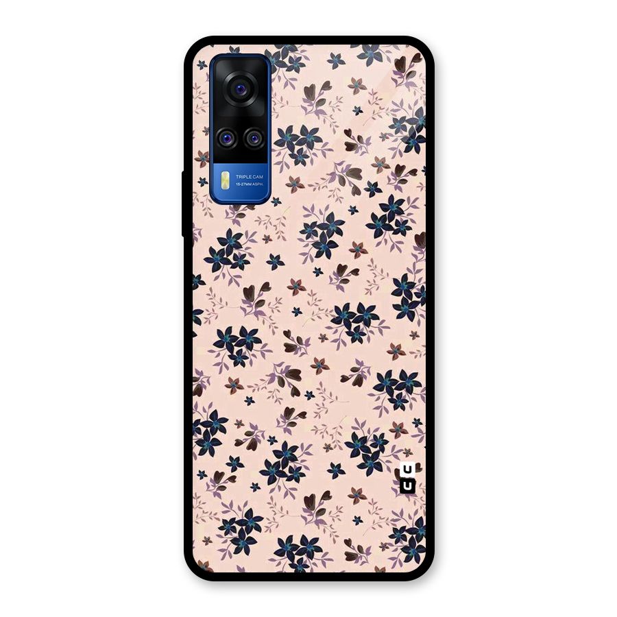 Blue Peach Floral Glass Back Case for Vivo Y31