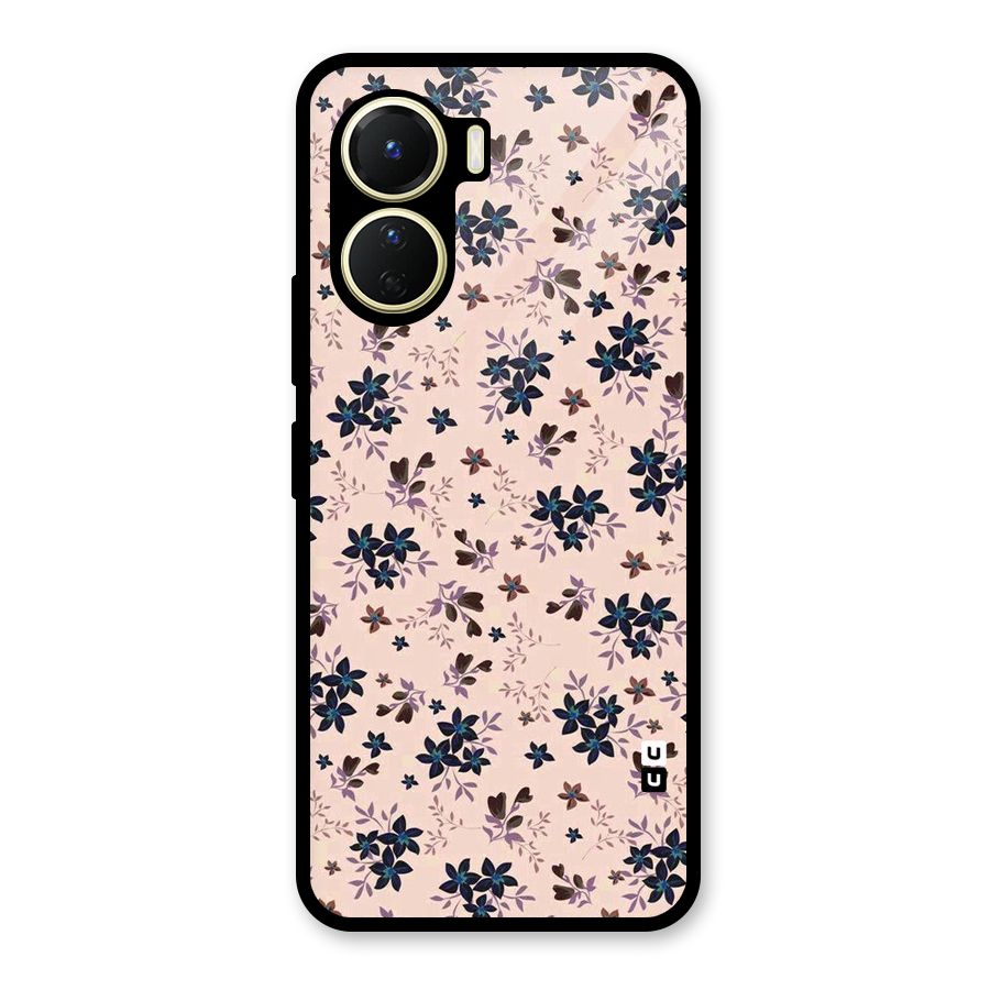 Blue Peach Floral Glass Back Case for Vivo Y56