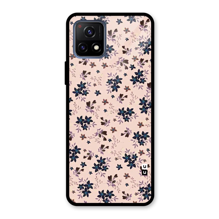 Blue Peach Floral Glass Back Case for Vivo Y72 5G