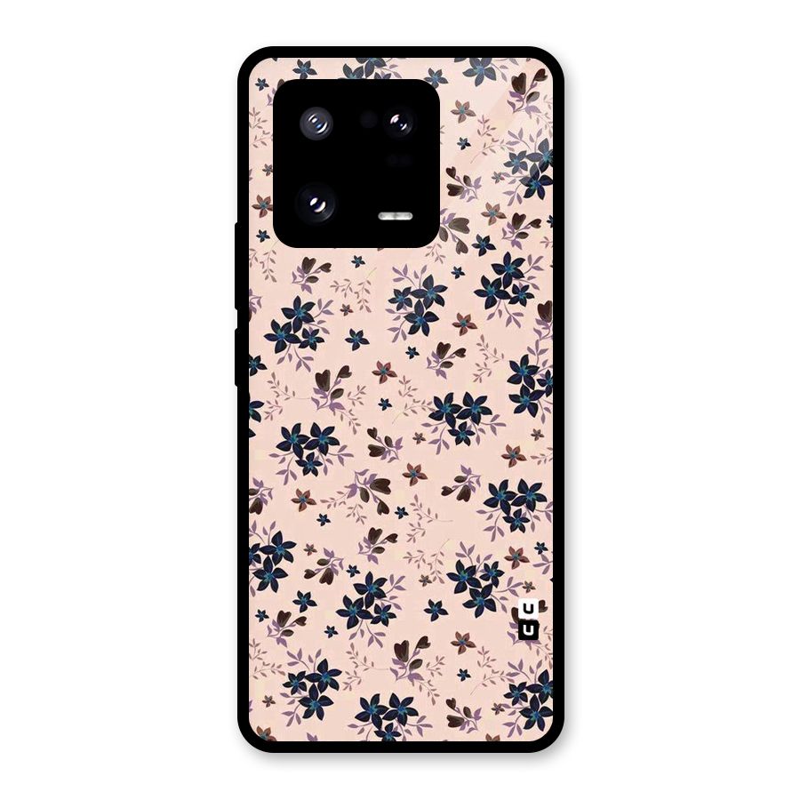 Blue Peach Floral Glass Back Case for Xiaomi 13 Pro