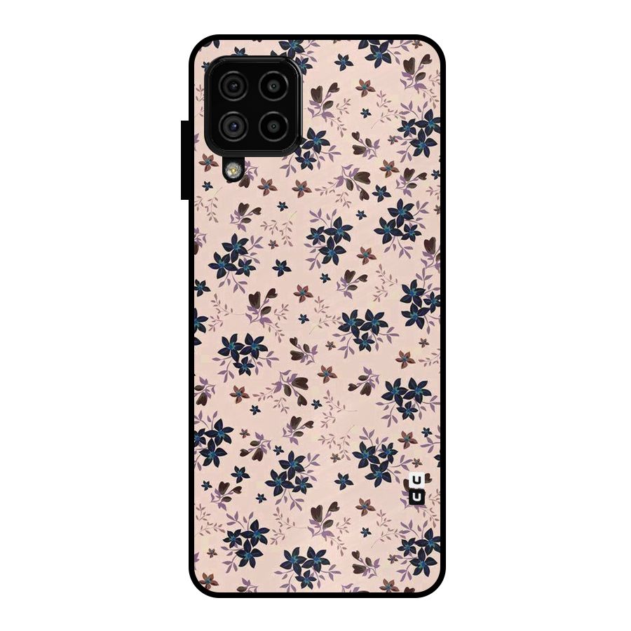 Blue Peach Floral Metal Back Case for Galaxy A22 4G