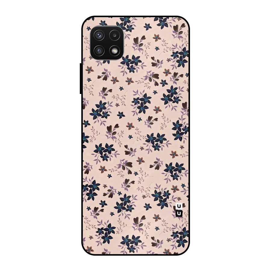 Blue Peach Floral Metal Back Case for Galaxy A22 5G
