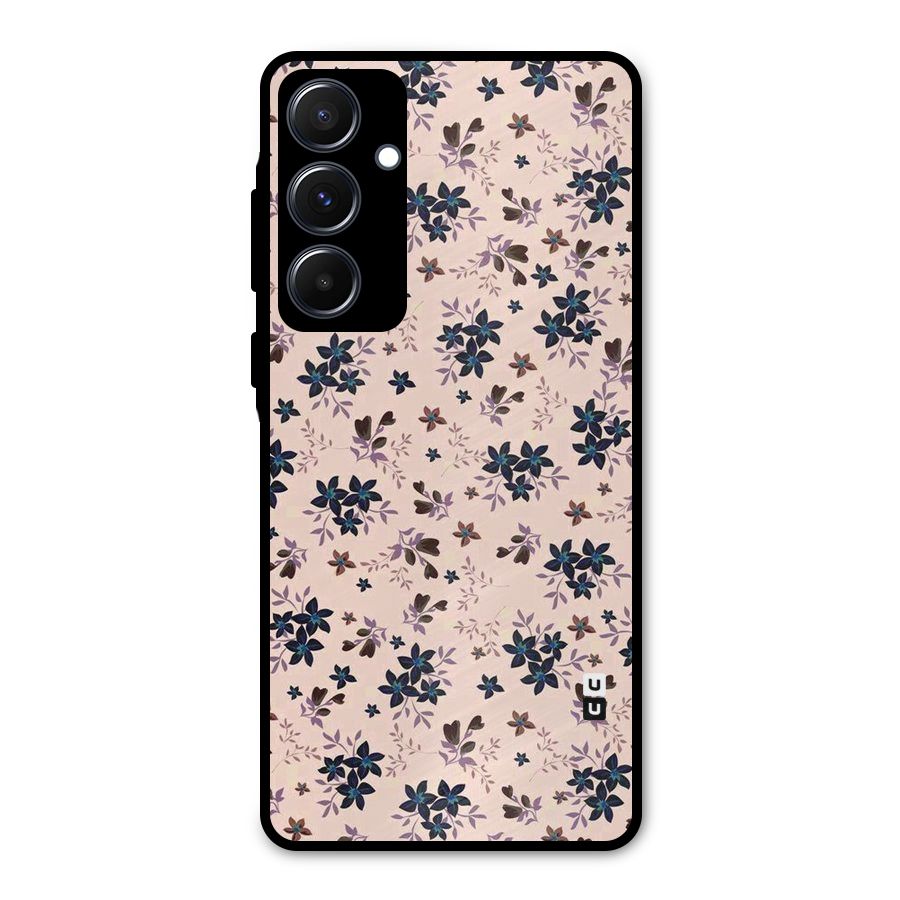 Blue Peach Floral Metal Back Case for Galaxy A55