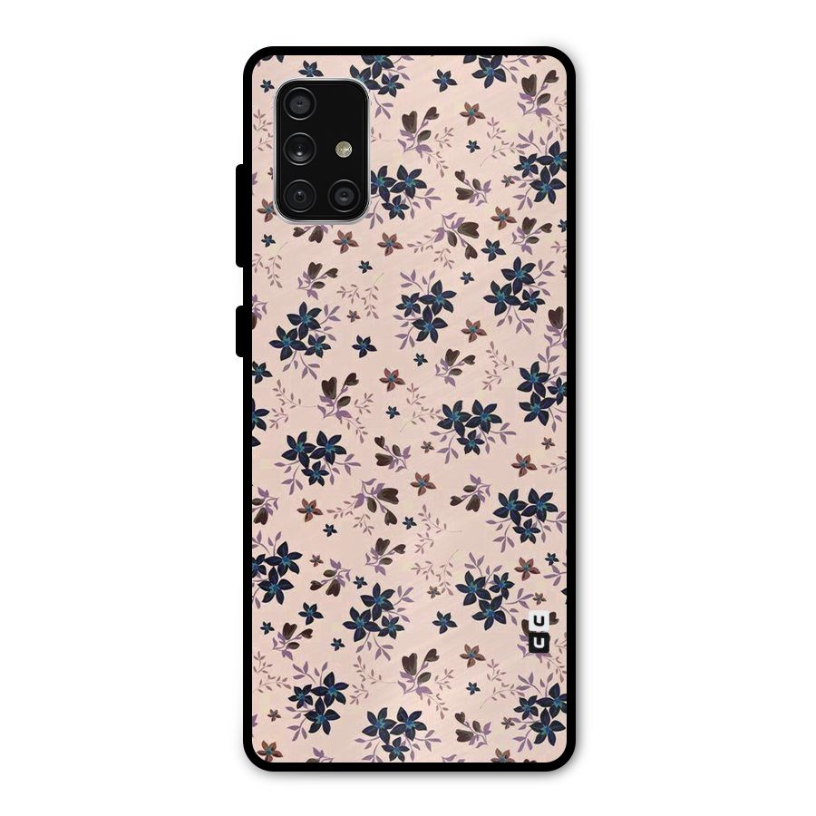 Blue Peach Floral Metal Back Case for Galaxy A71