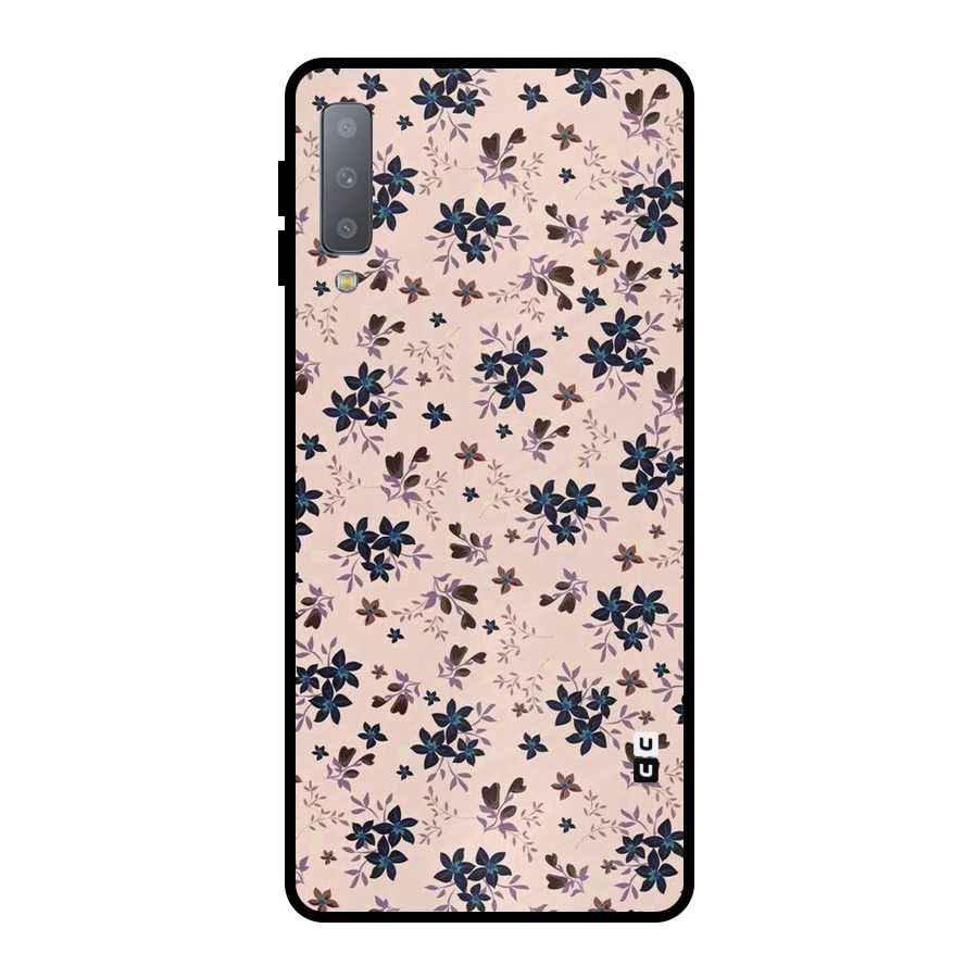 Blue Peach Floral Metal Back Case for Galaxy A7 (2018)