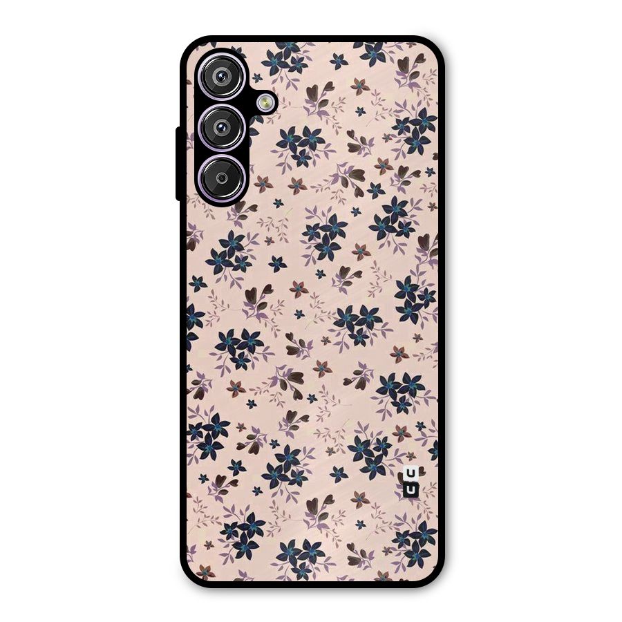 Blue Peach Floral Metal Back Case for Galaxy F15