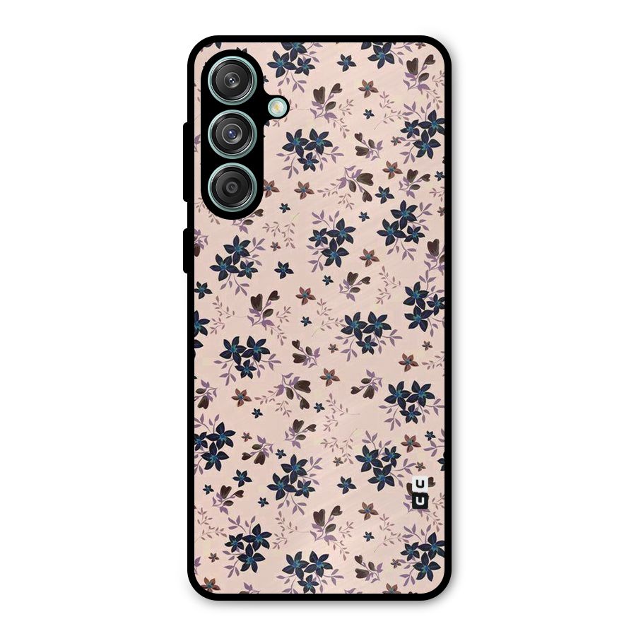 Blue Peach Floral Metal Back Case for Galaxy M55 5G