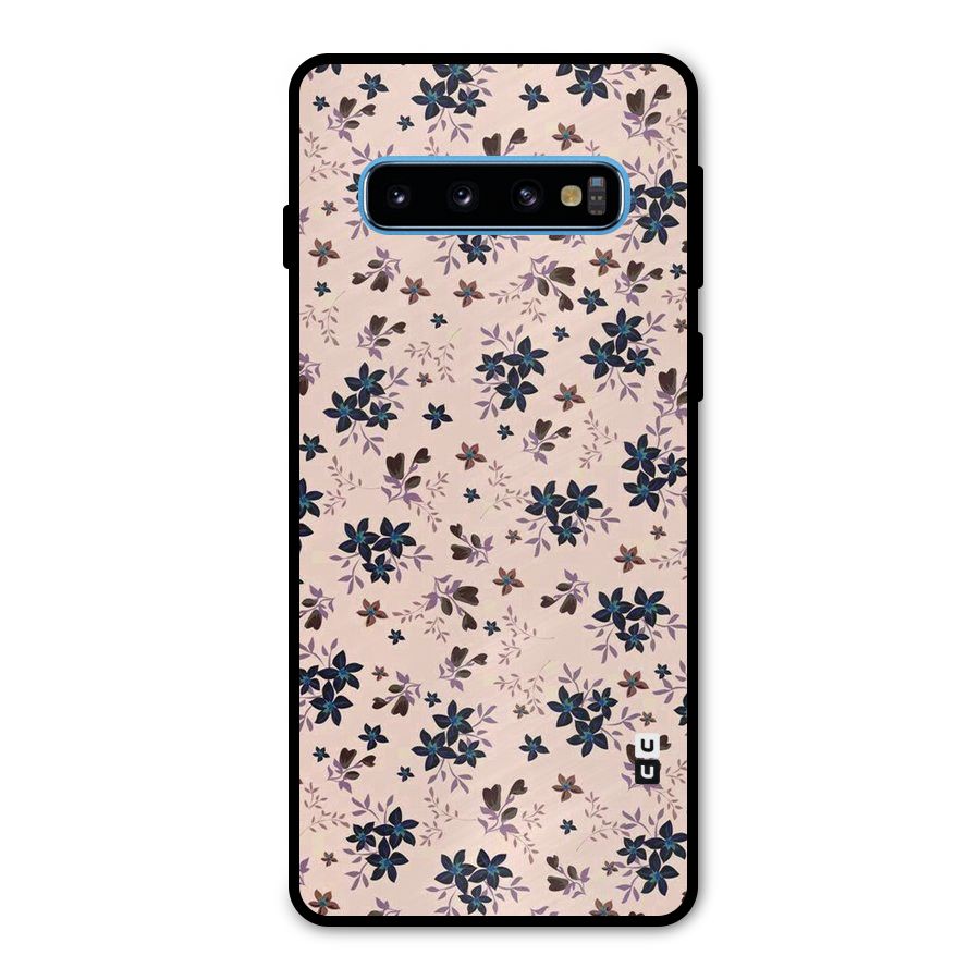 Blue Peach Floral Metal Back Case for Galaxy S10